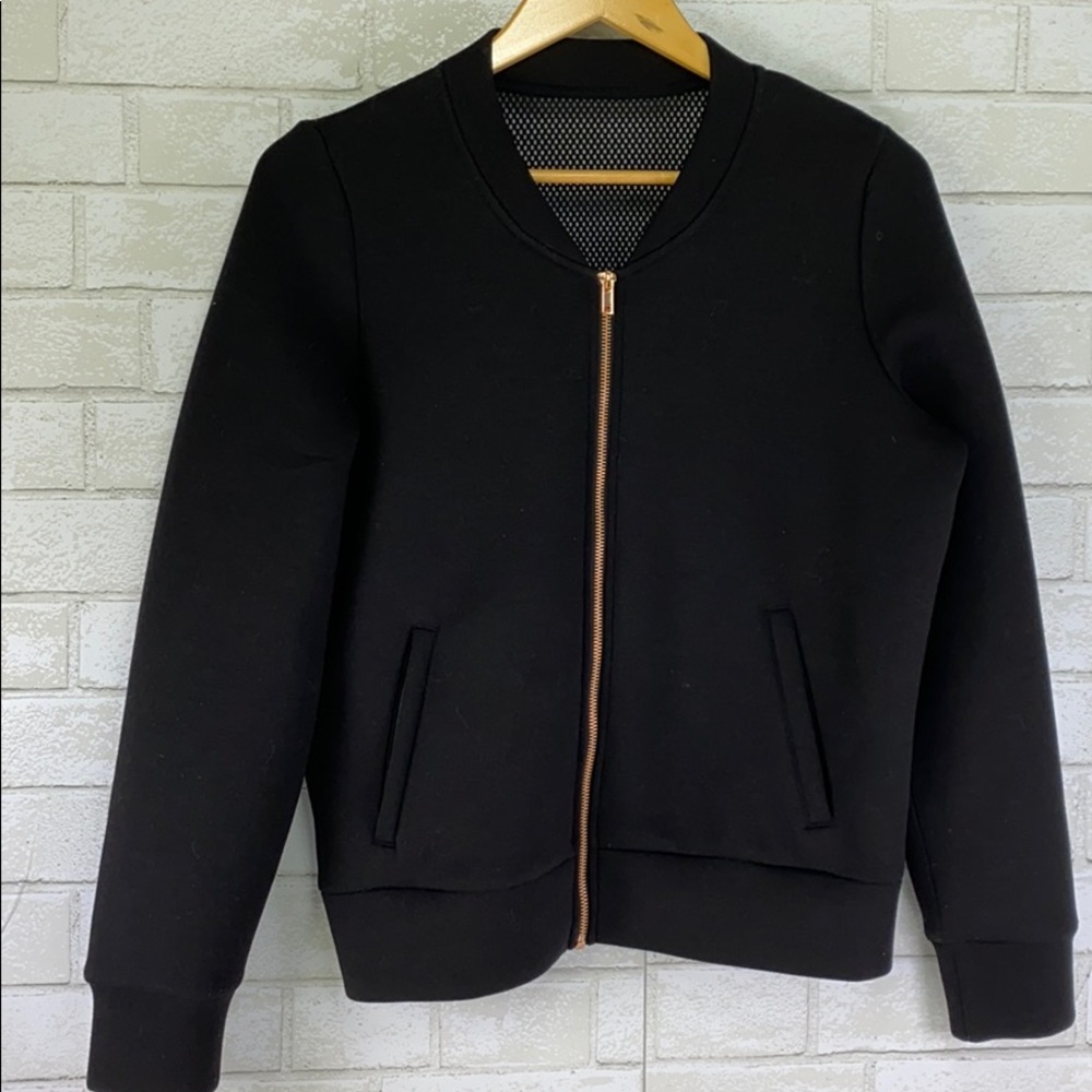 Lunair Australia black rose gold zip front jacket